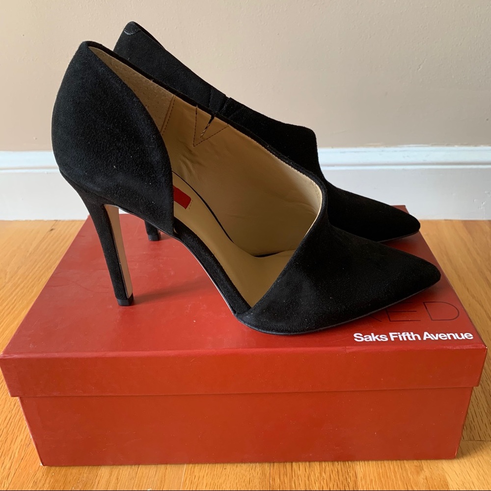 Saks Fifth Avenue Black Suede Heels